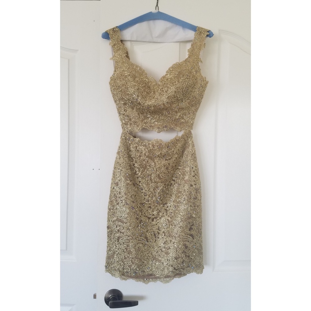 Sherri Hill Gold 0 Prom Homecoming Dress